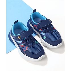 Cute Walk By Babyhug Velcro Closure Sneakers With Lace Detailing - Navy Blue
