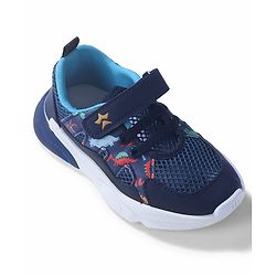 Cute Walk By Babyhug Velcro Closure Sneakers With Lace Detailing - Navy Blue