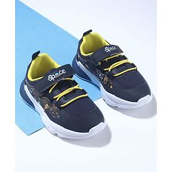 Cute Walk by Babyhug Velcro Closure Sneaker Shoes With Space Theme Print - Navy Blue