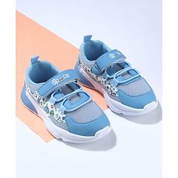 Cute Walk by Babyhug Velcro Closure Sneaker Shoes With Space Theme Print - Blue