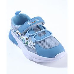 Cute Walk by Babyhug Velcro Closure Sneaker Shoes With Space Theme Print - Blue
