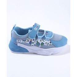 Cute Walk by Babyhug Velcro Closure Sneaker Shoes With Space Theme Print - Blue