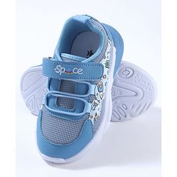 Cute Walk by Babyhug Velcro Closure Sneaker Shoes With Space Theme Print - Blue