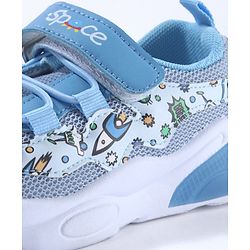 Cute Walk by Babyhug Velcro Closure Sneaker Shoes With Space Theme Print - Blue