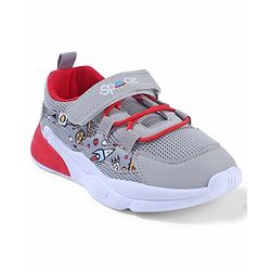 Cute Walk by Babyhug Velcro Closure Sneaker Shoes With Space Theme Print - Blue