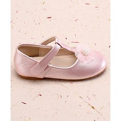 Cute Walk by Babyhug Ballerina With Velcro Closure and Floral Applique - Silver