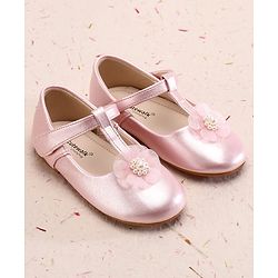 Cute Walk by Babyhug Ballerina With Velcro Closure and Floral Applique - Silver