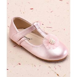Cute Walk by Babyhug Ballerina With Velcro Closure and Floral Applique - Silver