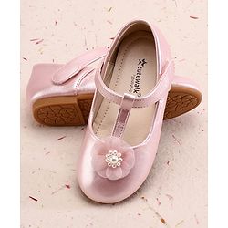 Cute Walk by Babyhug Ballerina With Velcro Closure and Floral Applique - Silver