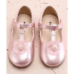 Cute Walk by Babyhug Ballerina With Velcro Closure and Floral Applique - Silver
