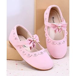 Cute Walk by Babyhug Velcro Closure Ballerina With Bow Applique - Pink