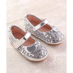 Cute Walk by Babyhug Ballerina With Velcro Closure and Heart Applique & Sequin - Silver