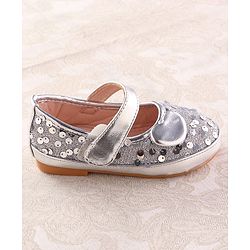 Cute Walk by Babyhug Ballerina With Velcro Closure and Heart Applique & Sequin - Silver