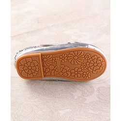 Cute Walk by Babyhug Ballerina With Velcro Closure and Heart Applique & Sequin - Silver