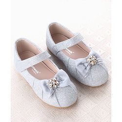 Cute Walk by Babyhug Velcro Closure Ballerina With Bow Applique - Silver