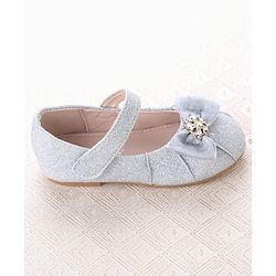 Cute Walk by Babyhug Velcro Closure Ballerina With Bow Applique - Silver