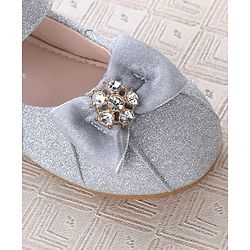 Cute Walk by Babyhug Velcro Closure Ballerina With Bow Applique - Silver