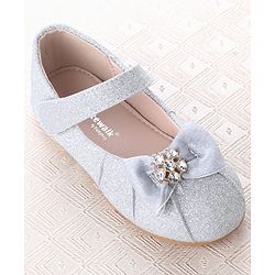 Cute Walk by Babyhug Velcro Closure Ballerina With Bow Applique - Silver