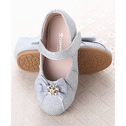 Cute Walk by Babyhug Velcro Closure Ballerina With Bow Applique - Silver