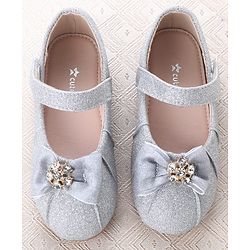 Cute Walk by Babyhug Velcro Closure Ballerina With Bow Applique - Silver