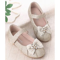 Cute Walk by Babyhug Velcro Closure Ballerina With Bow Applique - Silver