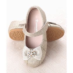 Cute Walk by Babyhug Velcro Closure Ballerina With Bow Applique - Silver