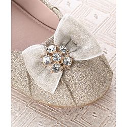 Cute Walk by Babyhug Velcro Closure Ballerina With Bow Applique - Silver