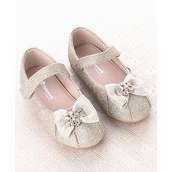 Cute Walk by Babyhug Velcro Closure Ballerina With Bow Applique - Silver