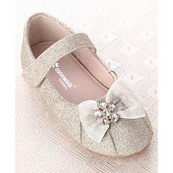 Cute Walk by Babyhug Velcro Closure Ballerina With Bow Applique - Silver