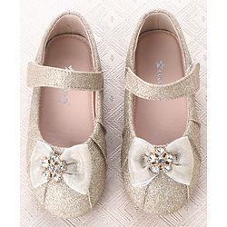 Cute Walk by Babyhug Velcro Closure Ballerina With Bow Applique - Silver
