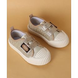Cute Walk by Babyhug Casual Shoes with Velcro Closure & Glitter Print - Golden