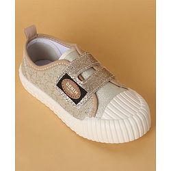 Cute Walk by Babyhug Casual Shoes with Velcro Closure & Glitter Print - Golden