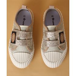 Cute Walk by Babyhug Casual Shoes with Velcro Closure & Glitter Print - Golden