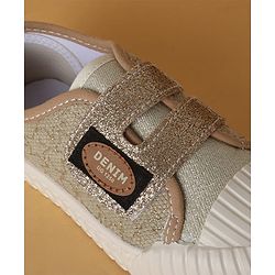 Cute Walk by Babyhug Casual Shoes with Velcro Closure & Glitter Print - Golden