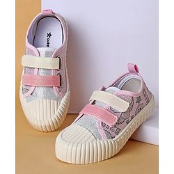 Cute Walk by Babyhug Casual Shoes with Velcro Closure & Glittery Cartoon Print - Pink