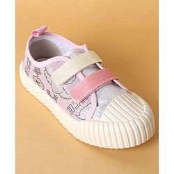Cute Walk by Babyhug Casual Shoes with Velcro Closure & Glittery Cartoon Print - Pink