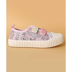 Cute Walk by Babyhug Casual Shoes with Velcro Closure & Glittery Cartoon Print - Pink