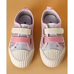 Cute Walk by Babyhug Casual Shoes with Velcro Closure & Glittery Cartoon Print - Pink