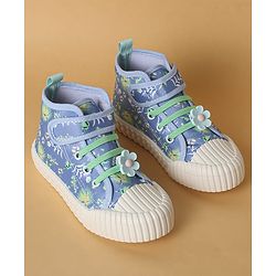 Cute Walk by Babyhug Casual Shoes with Velcro Closure Floral Applique - Blue