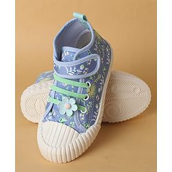 Cute Walk by Babyhug Casual Shoes with Velcro Closure Floral Applique - Blue