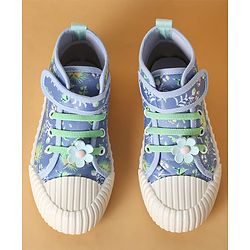 Cute Walk by Babyhug Casual Shoes with Velcro Closure Floral Applique - Blue