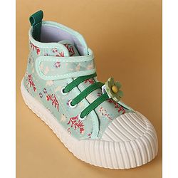 Cute Walk by Babyhug Casual Shoes with Velcro Closure Floral Applique - Blue