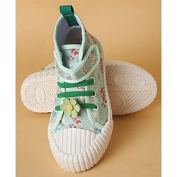 Cute Walk by Babyhug Casual Shoes with Velcro Closure Floral Applique - Blue