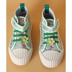 Cute Walk by Babyhug Casual Shoes with Velcro Closure Floral Applique - Blue