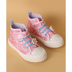 Cute Walk by Babyhug Casual Shoes with Velcro Closure Floral Applique - Blue