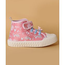 Cute Walk by Babyhug Casual Shoes with Velcro Closure Floral Applique - Blue