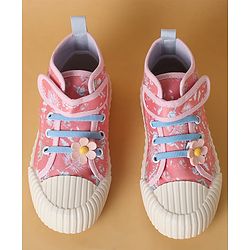 Cute Walk by Babyhug Casual Shoes with Velcro Closure Floral Applique - Blue