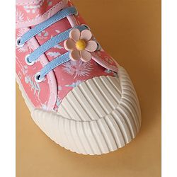 Cute Walk by Babyhug Casual Shoes with Velcro Closure Floral Applique - Blue