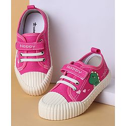 Cute Walk by Babyhug Casual Shoes with Velcro Closure & Dino Print - Fuchsia