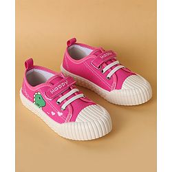 Cute Walk by Babyhug Casual Shoes with Velcro Closure & Dino Print - Fuchsia